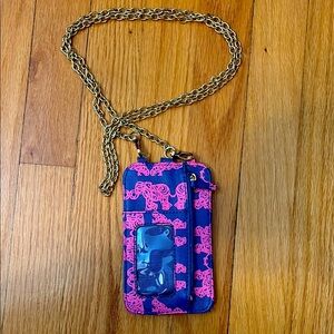 Lilly Pulitzer Pink and Blue Phone Crossbody Bag